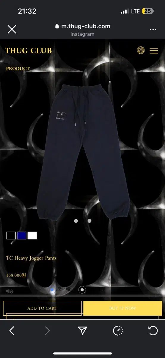 Thug Club サグクラブ ヘビー ジョガー パンツ ネイビー