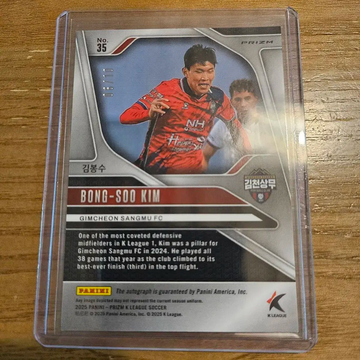 2025 Panini Prism Kリーグ Kim Bong Soo GOLD AUTO Kimcheon