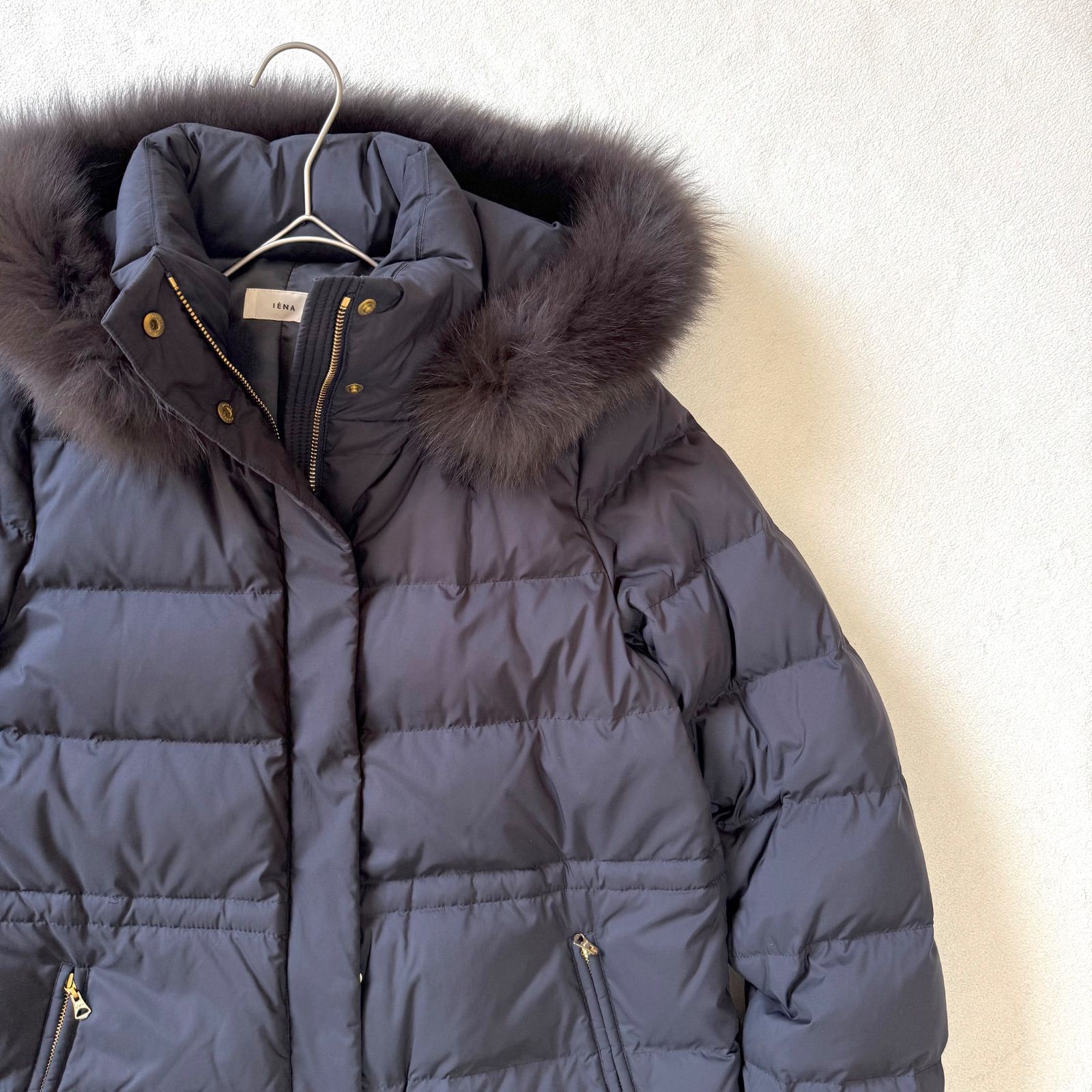 極美品・名作・40・ネイビー✨イエナ タフタ ロング ダウンコート