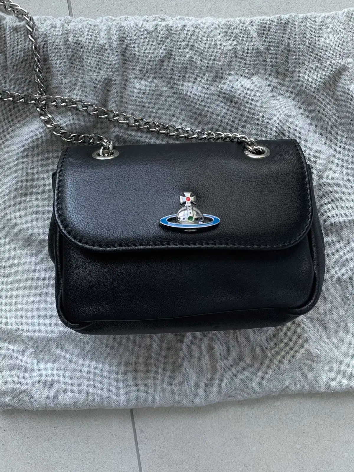 VIVIENNE WESTWOOD ナッパ スモール パールズ チェーン クロスバック DECORATOM_COM_BR