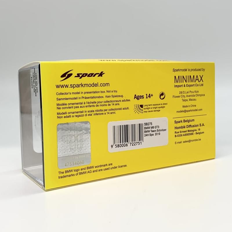 開封 スパークモデル 1 43 BMW M 6 GT 3 No 42 Team Schnitzer 24 H Spa 2019 Tomczyk 17