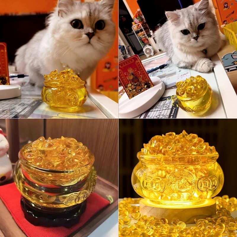 聚寶盆 風水 元寶 カラー 黄水晶 シトリン 置物 金運祈願 開運 商売