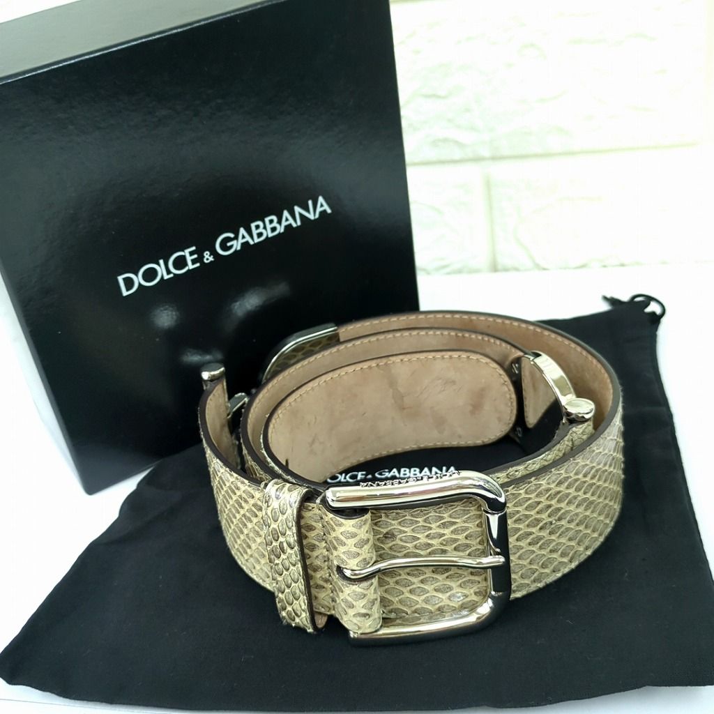 D-G ドルチェ&ガッバーナ へび革 ベルト イタリア製 サイズ80