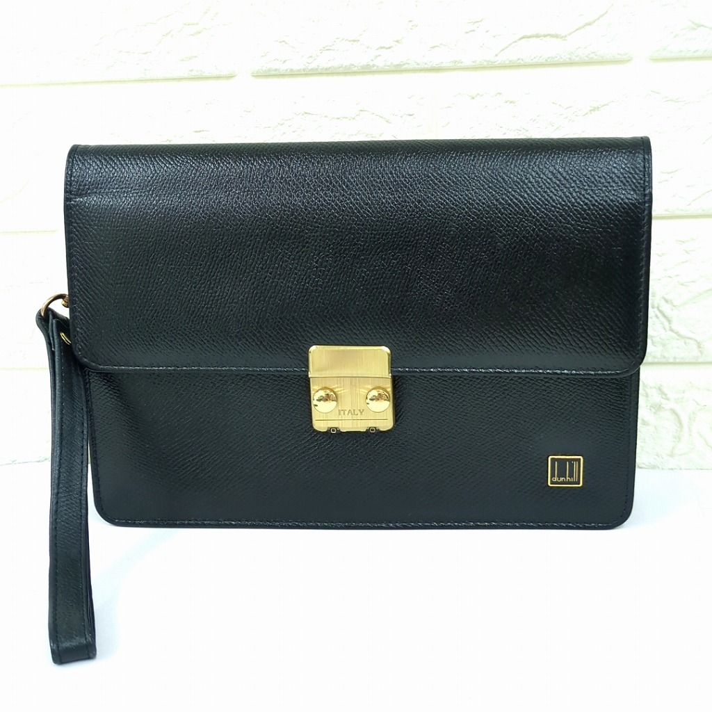 dunhill ダンヒル レザー セカンドバッグ クラッチバッグ ブラック イタリア製