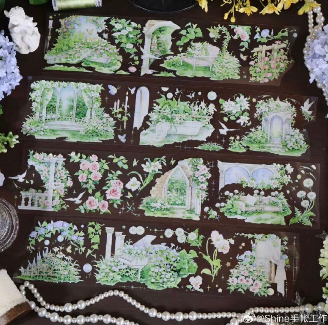 贝壳光 7cm×10m 芳菲漫舞 海外マスキングテープ 海外マステ 庭 - メルカリ