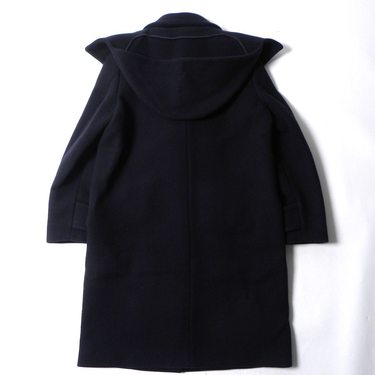 フード付ダッフルコート MIUMIU ミュウミュウ バージンウール100％ 牛革トグル釦 イタリア製 正規品 36 ネイビー