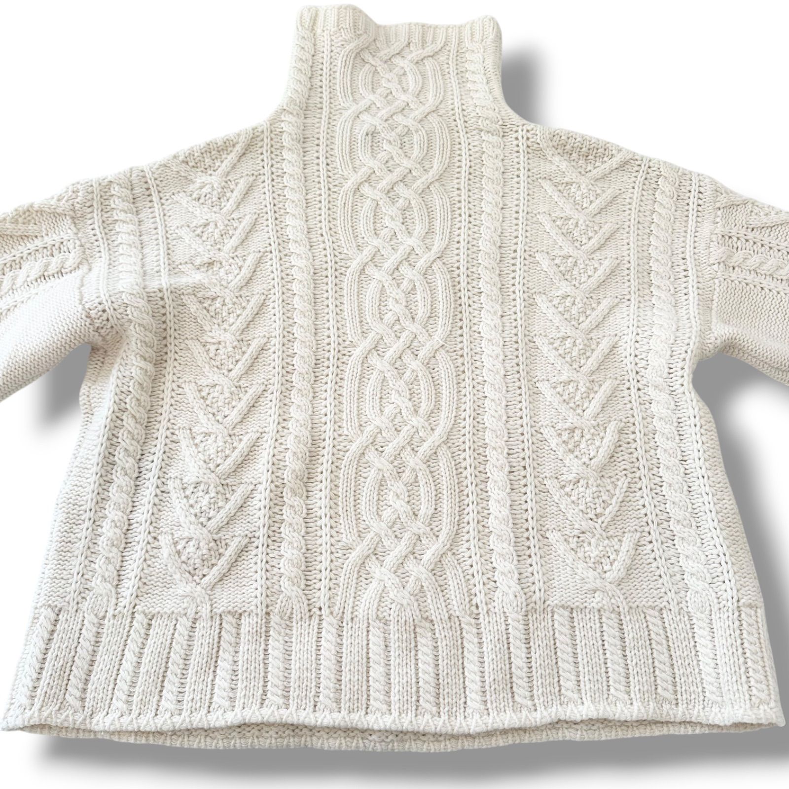 美品】マックスマーラ 白タグ ウール カシミヤ混 ケーブル