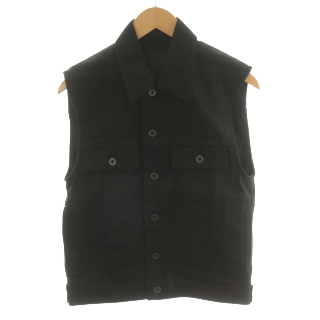 ダークシャドウ DRKSHDW Sleeveless Trucker Jacket Japanese Denim デニムベスト XS 黒 ブラック DL01E6798 |AN20 AA