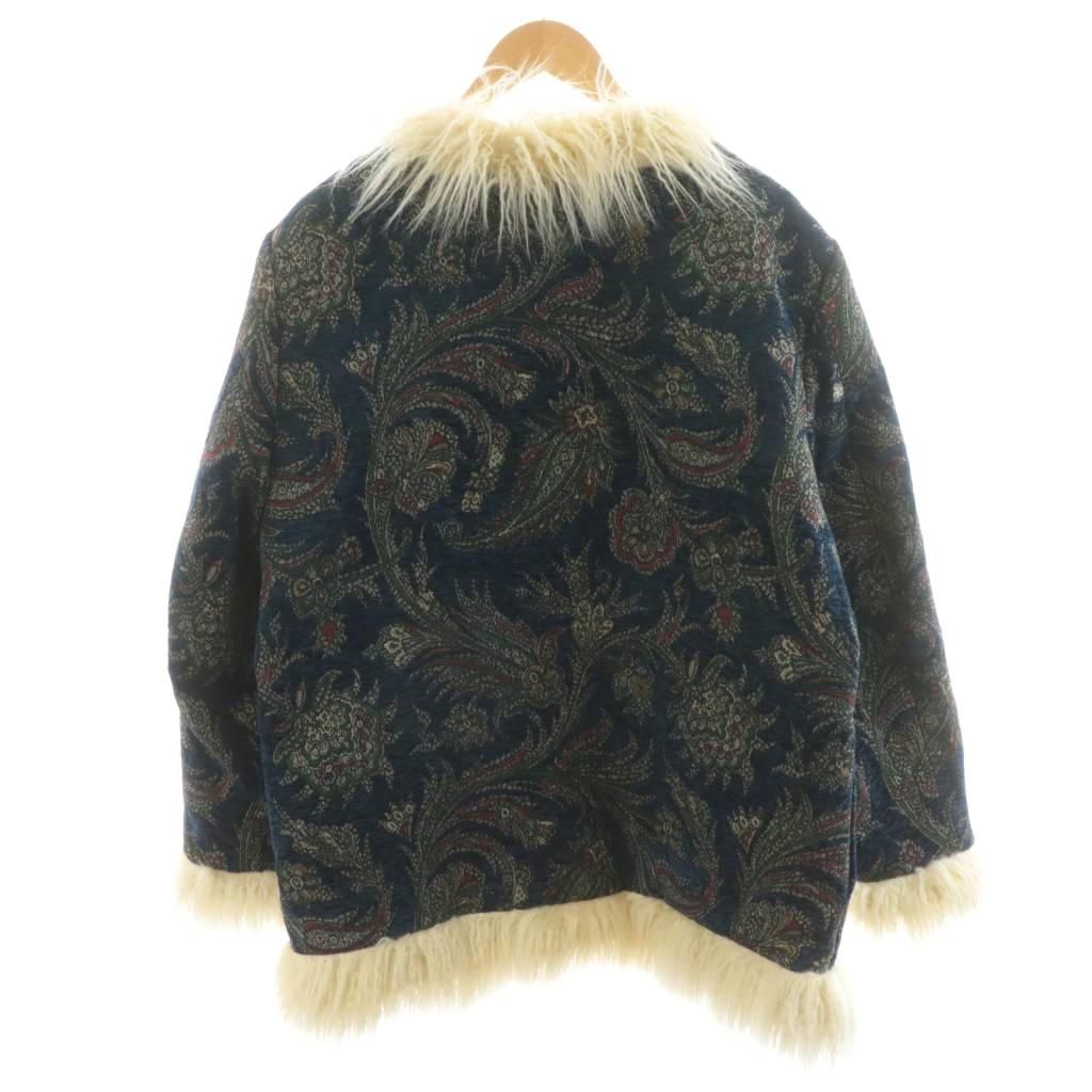 ラムロフ Lamrof ジャケット ジャガード ファー 総柄 花柄 アウター F 紺 ネイビー LM-23AW-BZ01 |AN47 AA