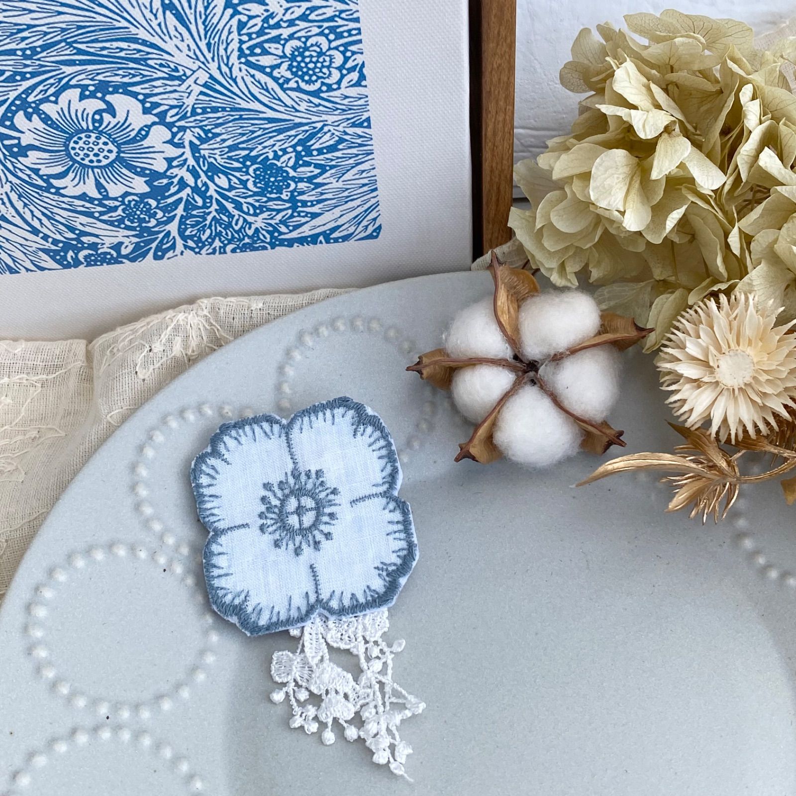 46ミナペルホネン ブローチ アネモネWH レースチャーム付き - メルカリ