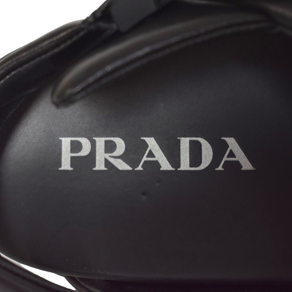  プラダ PRADA モノリス トライアングルロゴ パテッドナッパレザー クリスクロス シューズ サンダル 7 黒 ブラック 2 X 3089 サンダル サンダル ミュール