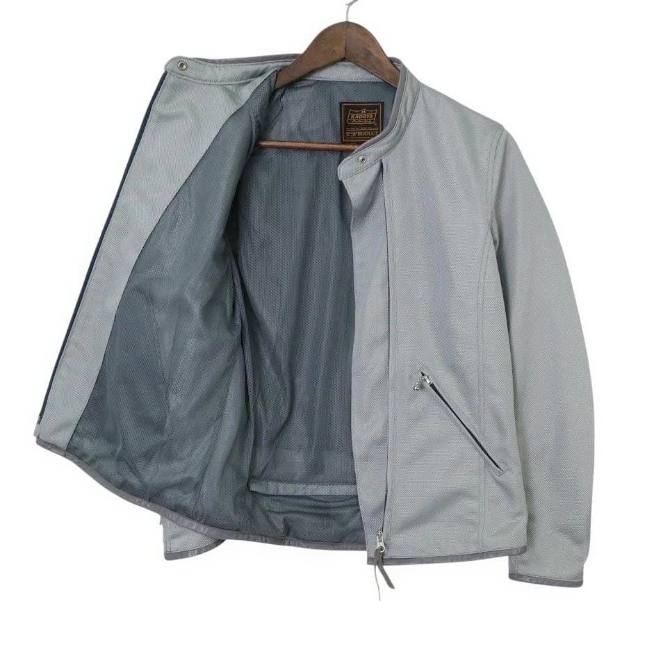 KADOYA カドヤ ライダースジャケット ノー WS グレー メッシュ ラムレザー シングル ジップ バイカー ツーリング 軽量 MERCADOAVALIA_COM_BR