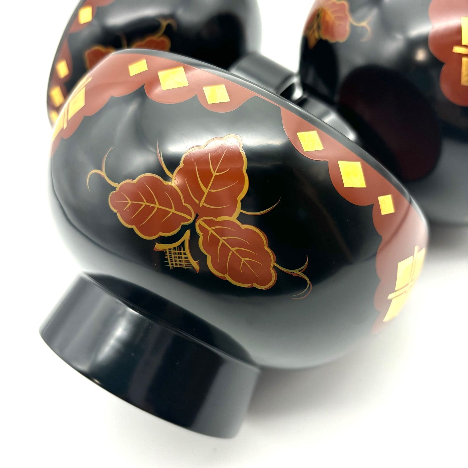 南部塗】秀衡塗 外黒内朱 有職菱紋 大椀 3客/南部漆器 楽天市場