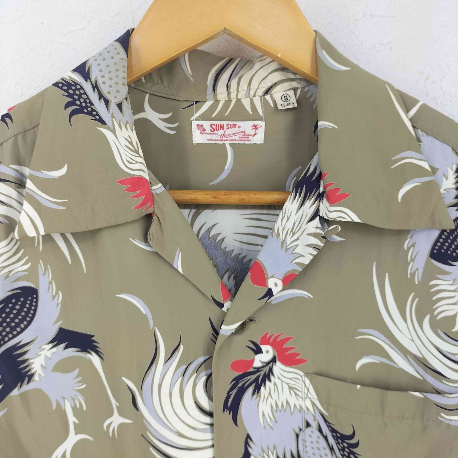サンサーフ SUN SURF 鶏 レーヨン アロハシャツ メンズ import：S