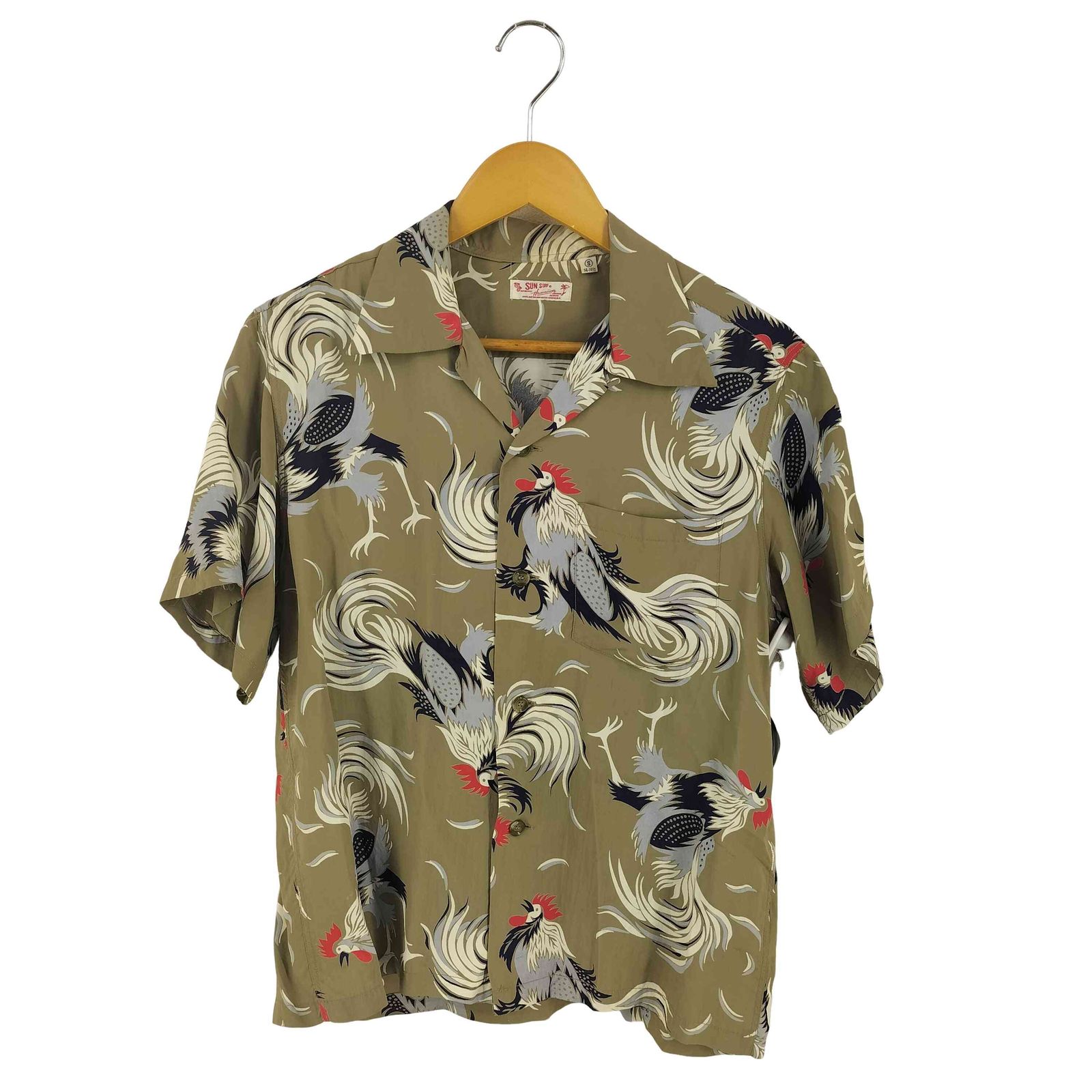 サンサーフ SUN SURF 鶏 レーヨン アロハシャツ メンズ import：S