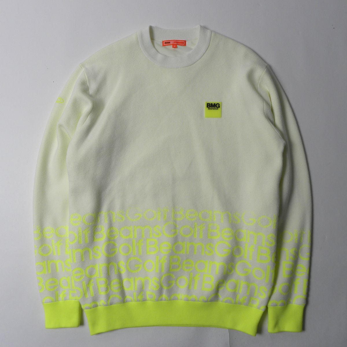 グラデーションロゴニット ビームスゴルフオレンジレーベル BEAMS GOLF ORANGE LABEL 防風裏地 スニード プルオーバー M クリームイエロー