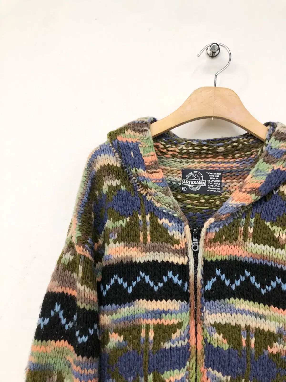  ARTESANIA hand made in ecuador ニット フードジップアップ 長袖 カーディガン ボレロ アンサンブル