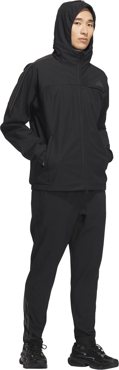 アディダス adidas スリーストライプス レギュラーフィット 圧着加工フリース フード付きウインドジャケット TC 478 KA 1307 ブラック