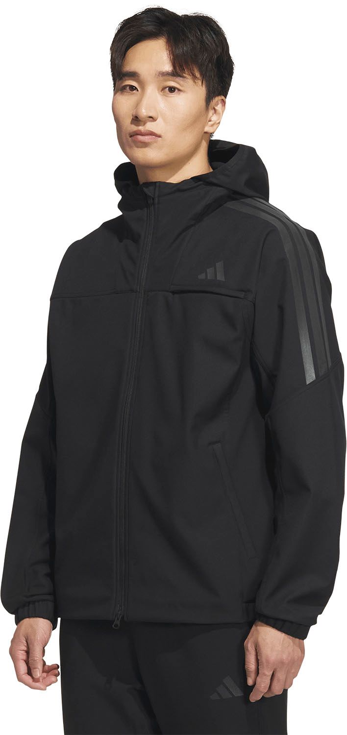 アディダス adidas スリーストライプス レギュラーフィット 圧着加工フリース フード付きウインドジャケット TC 478 KA 1307 ブラック