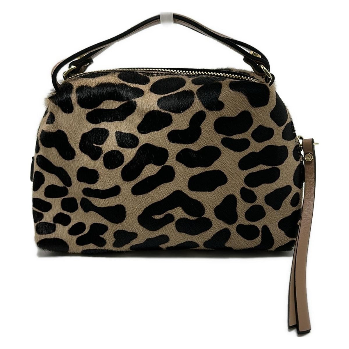 ベージュ×黒 豹柄