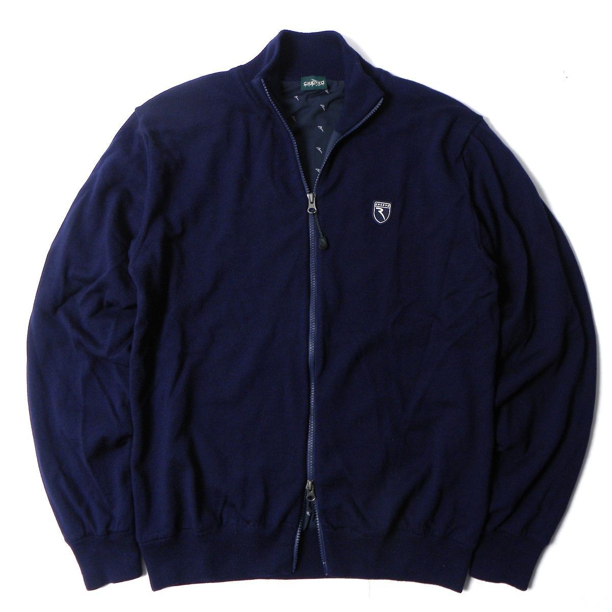 フルジップ裏地付ニットブルゾン CHERVO SPORTS シェルボスポーツ ウール セーター アウター ゴルフウェア 防風 防寒 L ネイビー