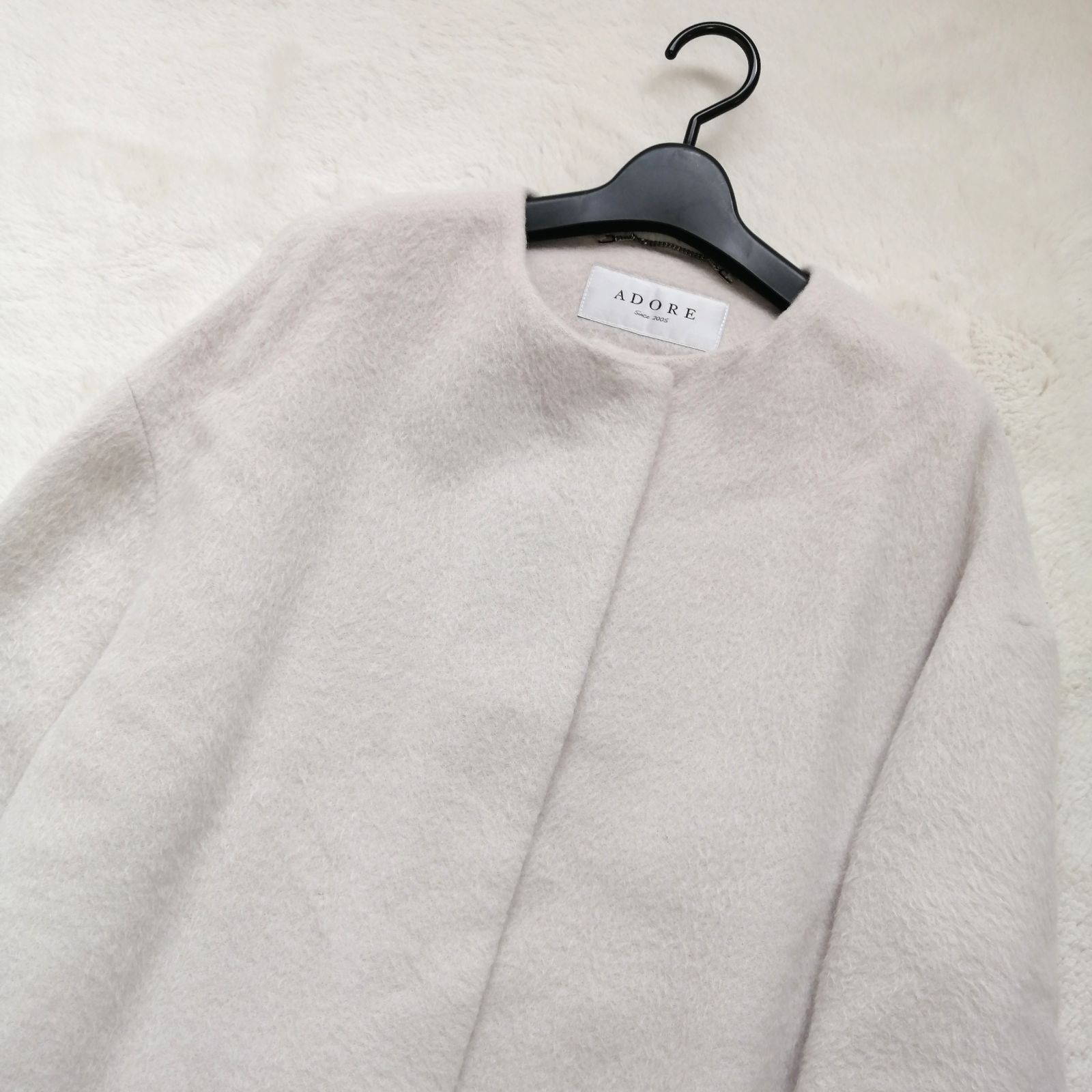 アドーア ロングコート スーリーアルパカシャギーコート ノーカラー