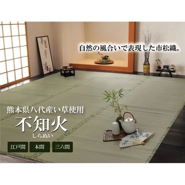 い草 上敷き/ラグマット 日本製 抗菌防臭 耐久性抜群 熊本県八代産イ草使用 〔リビング〕 い草 上敷き&frasl;ラグマット 双目織 約176×176cm 〔江戸 アジアン