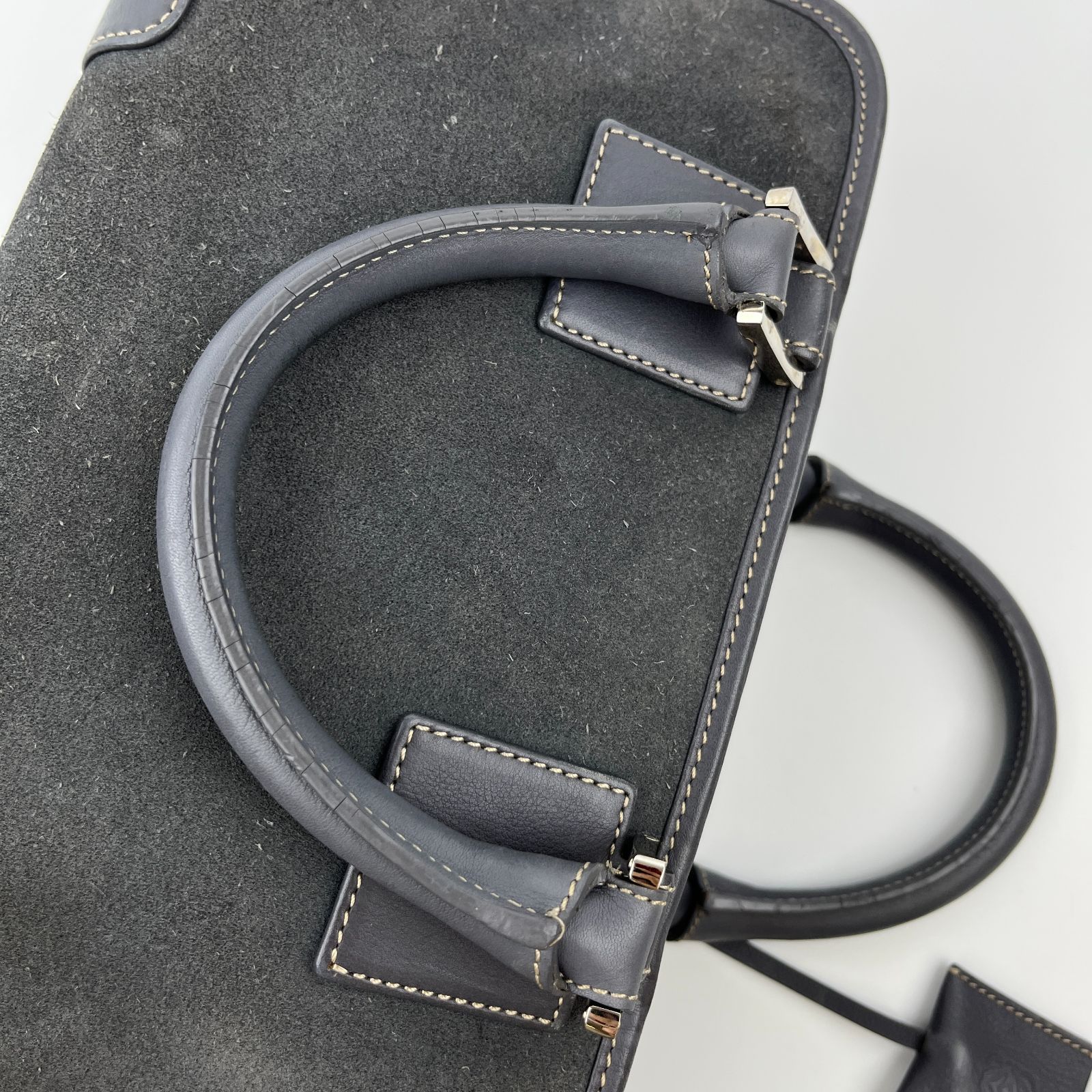 中古】LOEWE ロエベ アナグラム アマソナ28 ハンドバッグ スエード