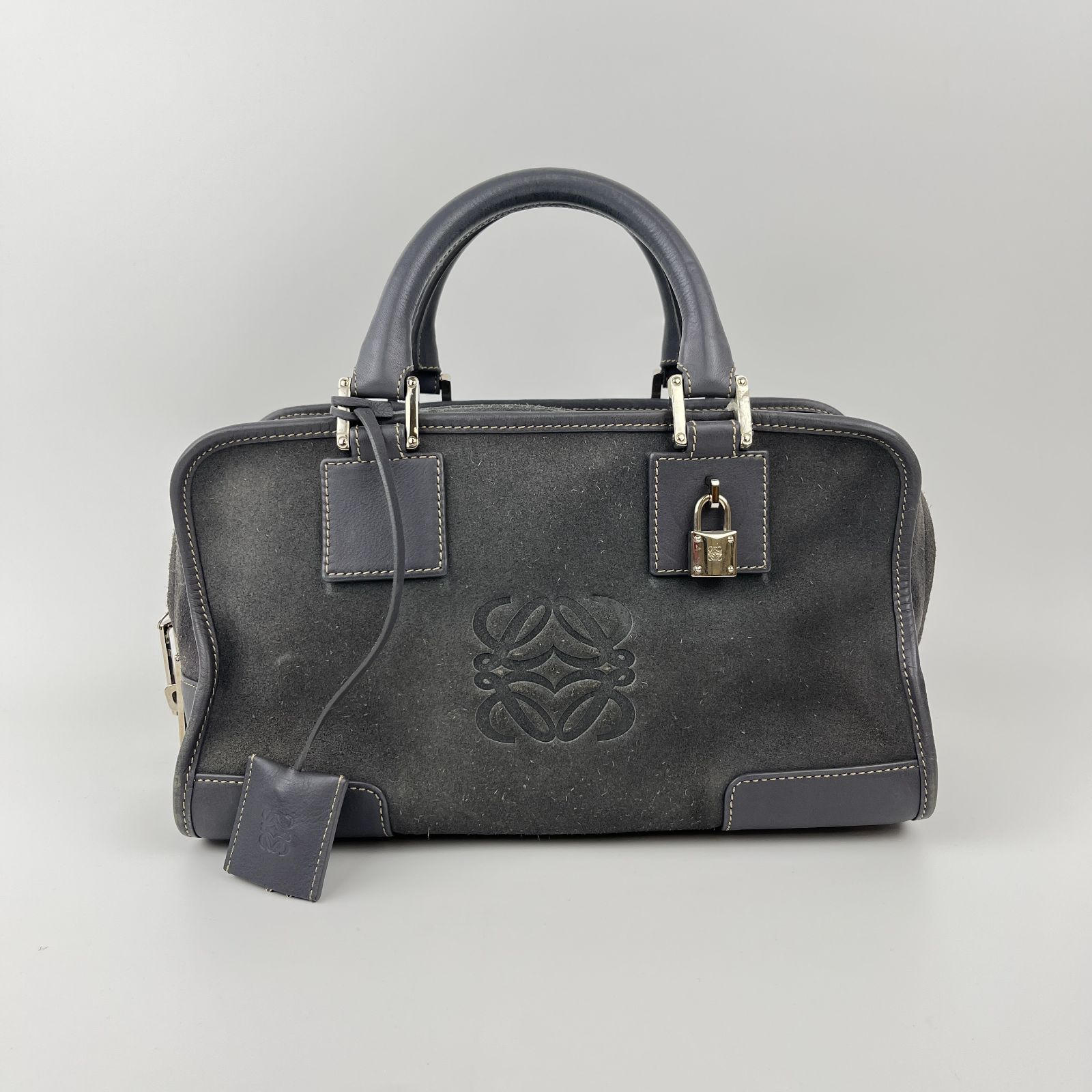 中古】LOEWE ロエベ アナグラム アマソナ28 ハンドバッグ スエード