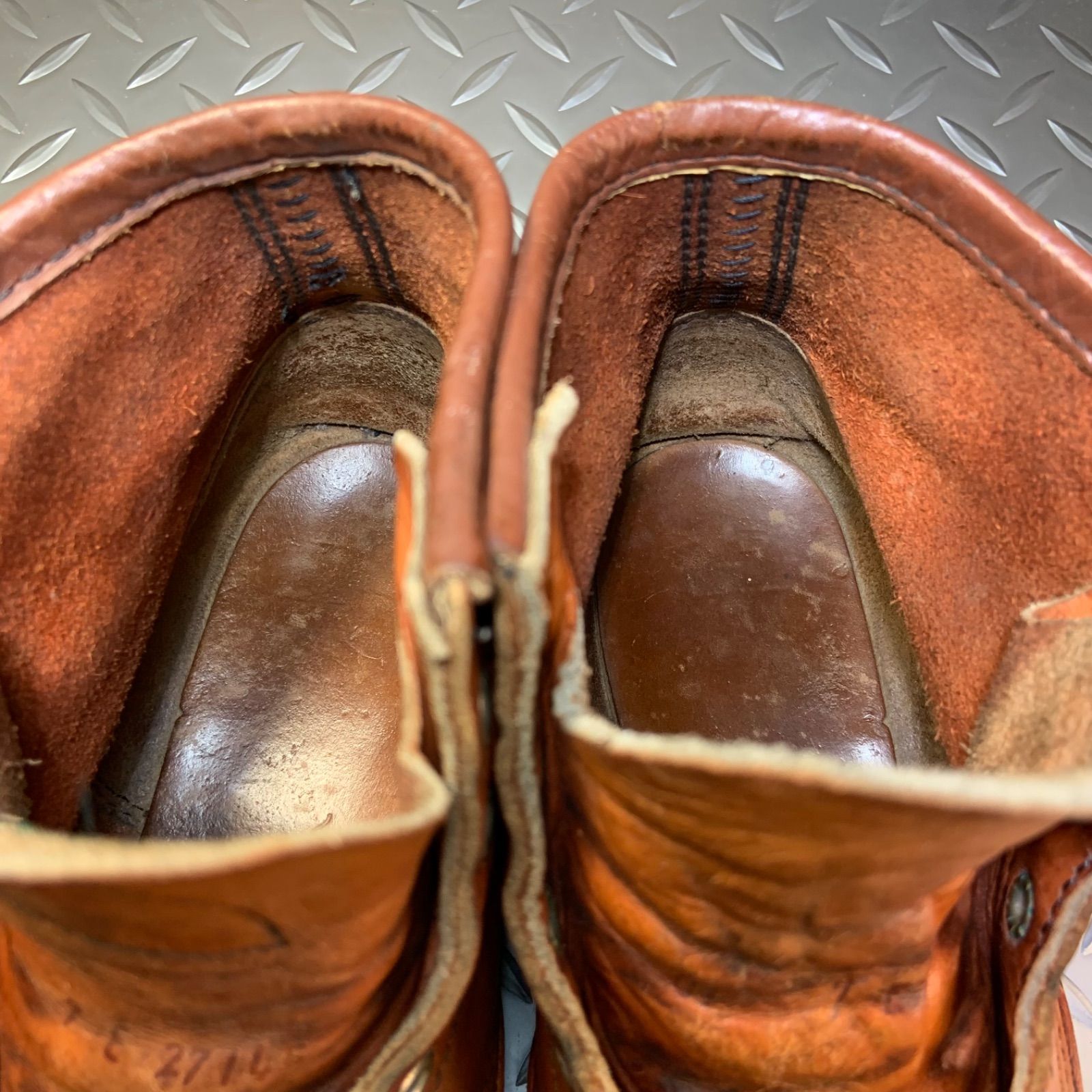 ☆REDWING 875 裏半円犬タグ 1991年製 US7E JP25㎝ VINTAGE レッド  