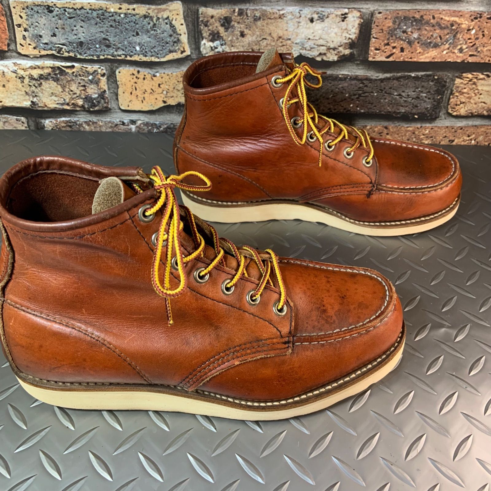 ☆REDWING 875 裏半円犬タグ 1991年製 US7E JP25㎝ VINTAGE レッド  