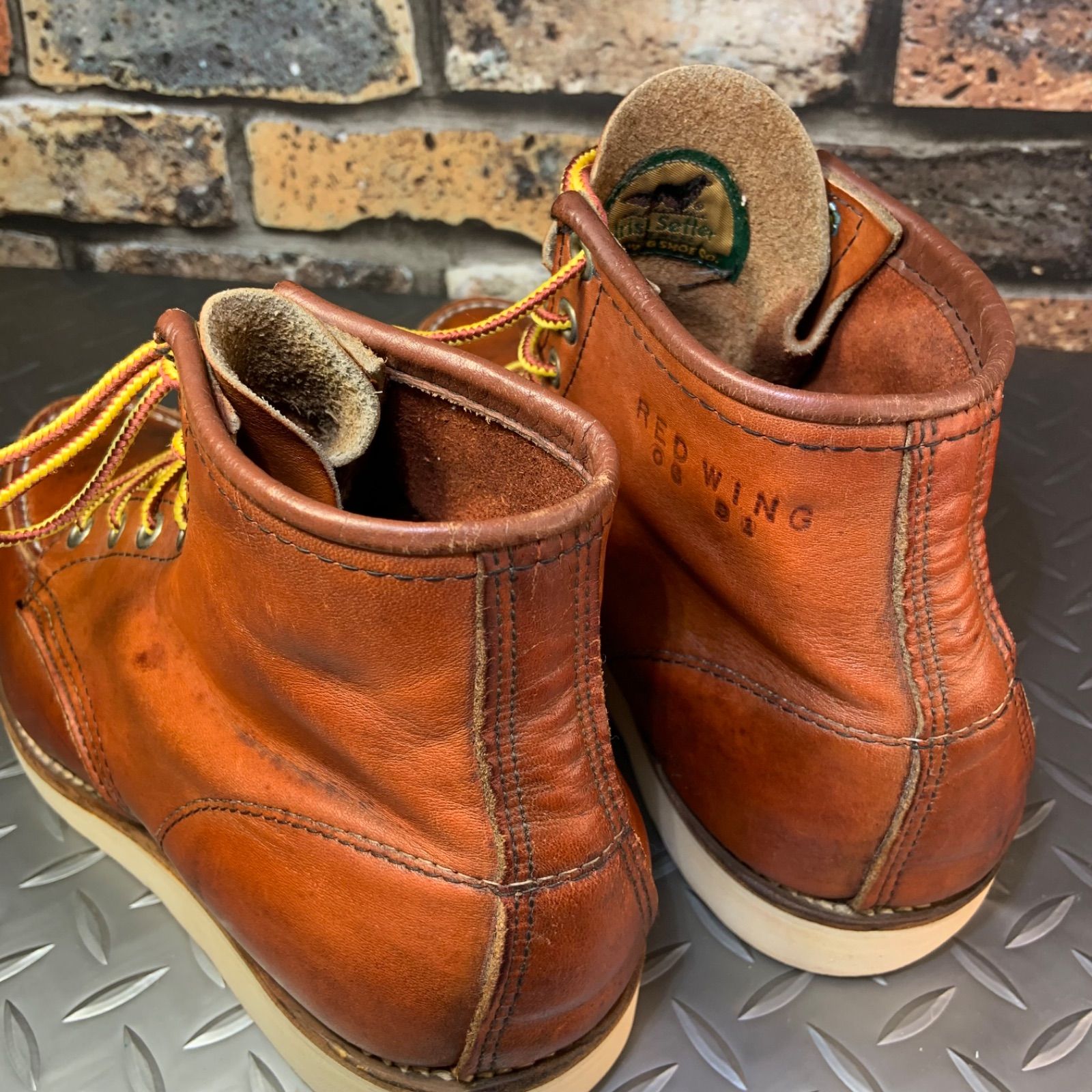 ☆REDWING 875 裏半円犬タグ 1991年製 US7E JP25㎝ VINTAGE レッド  