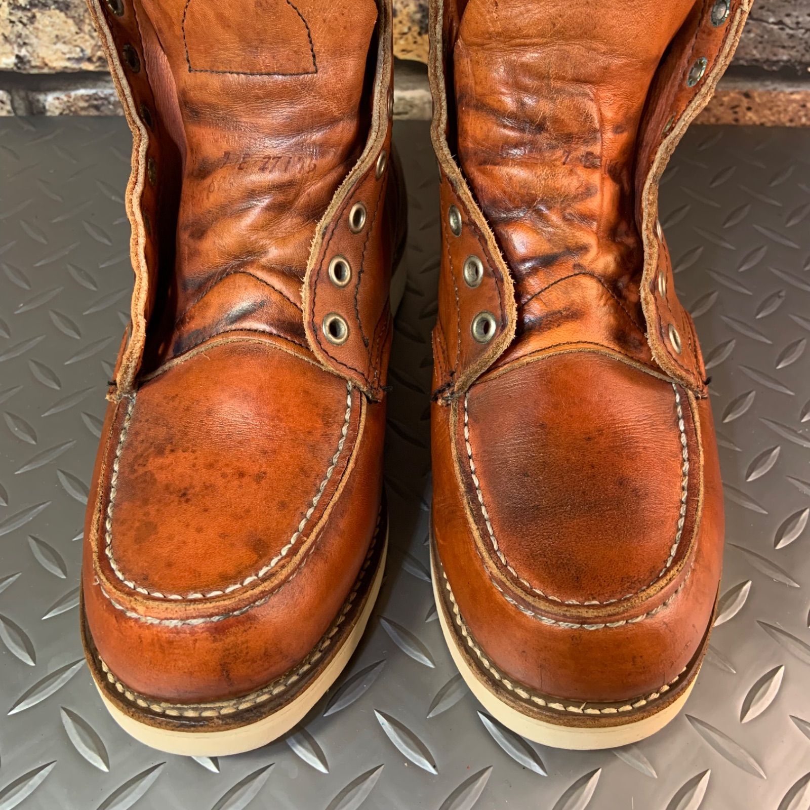 ☆REDWING 875 裏半円犬タグ 1991年製 US7E JP25㎝ VINTAGE レッド  