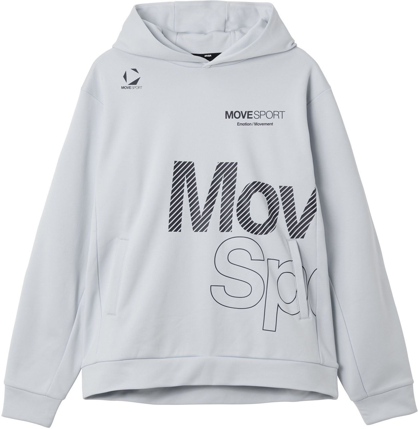 ムーブスポーツ ビックロゴ 裏起毛スウェットフーディー GY 00 グレー