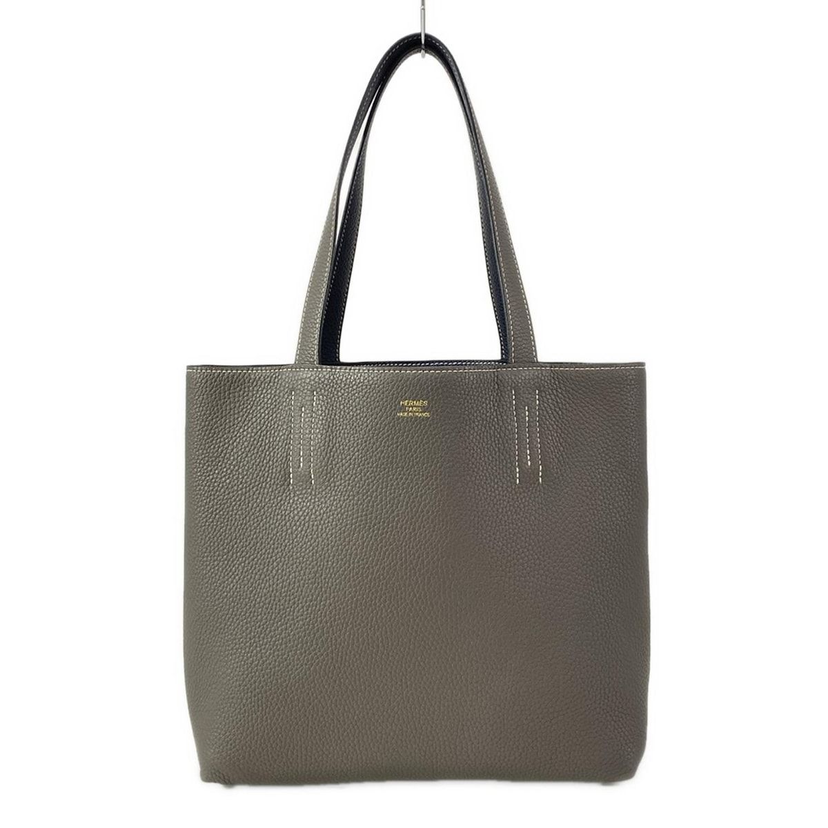 HERMES エルメス トートバッグ ドゥブルセンス36 エタン×ブルーニュイ リバーシブル