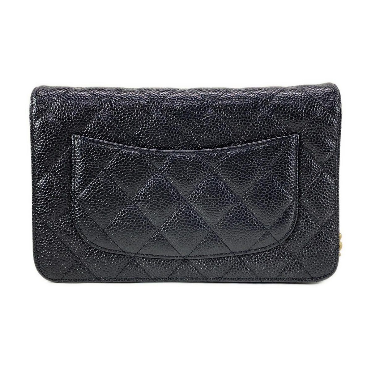 CHANEL シャネル 財布 マトラッセ 黒 チェーンウォレット|ゴールド金具