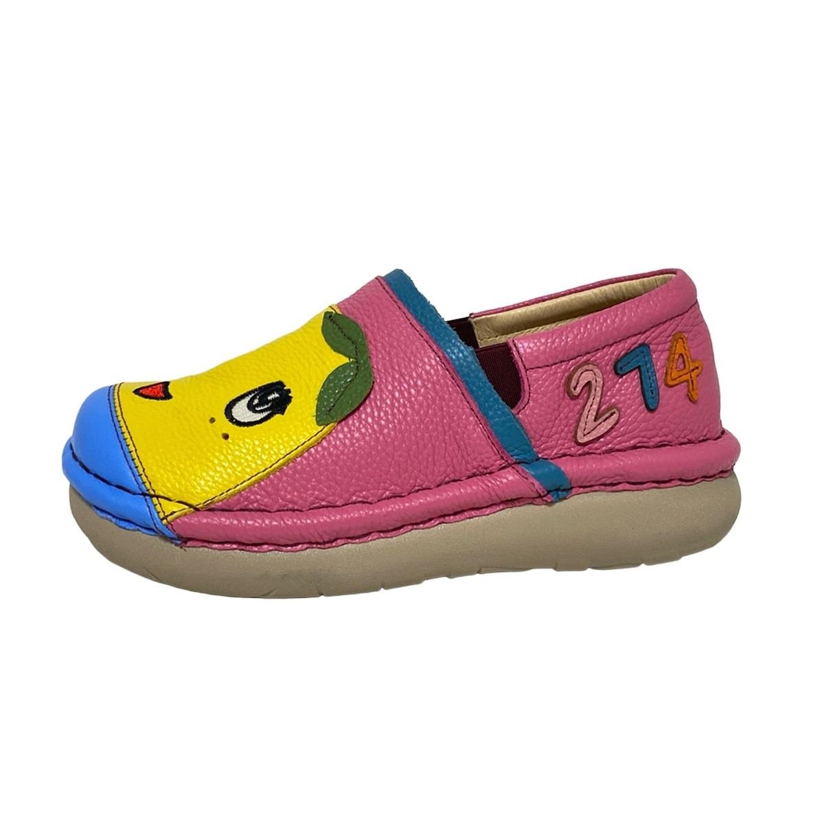 Estacion エスタシオン スリッポン SS レディース - ピンク×オレンジ×マルチ ふなっしー レザー