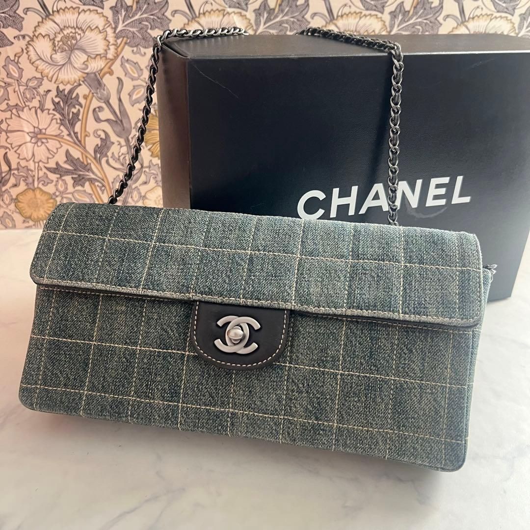 希少【CHANEL】 シャネル チョコバー デニム チェーンショルダーバッグ