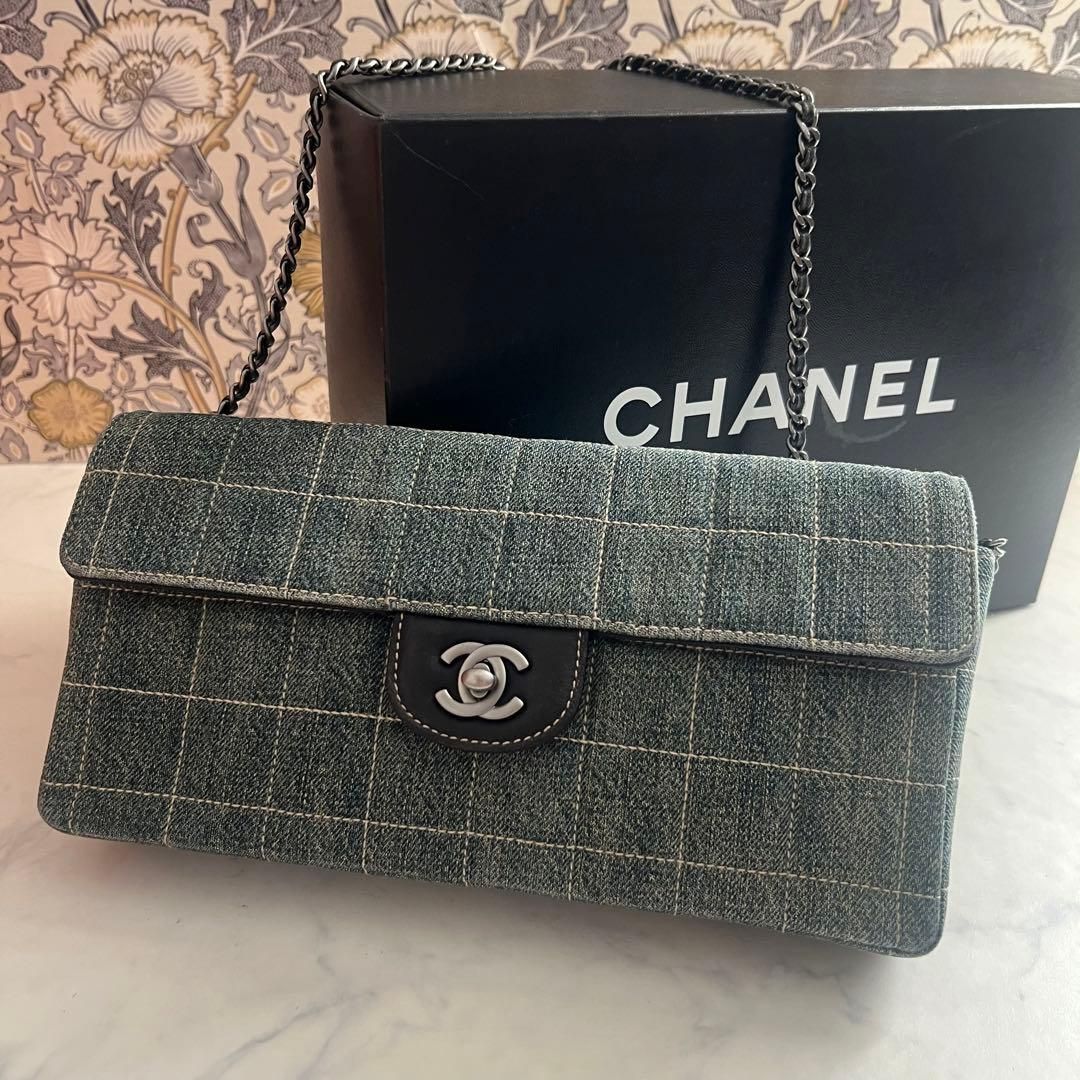 超希少✨CHANEL チョコバー　チェーンショルダー　ウォレット　デニム 希少【CHANEL】 シャネル チョコバー デニム チェーンショルダーバッグ
