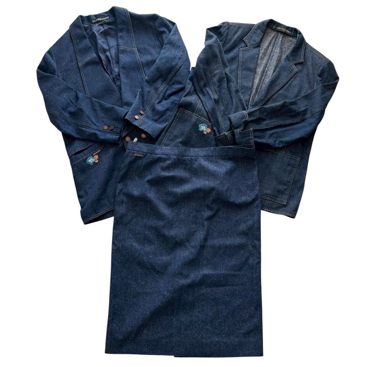 LEONARD レオナール ジャケットセットアップ3着セット 青系 セット