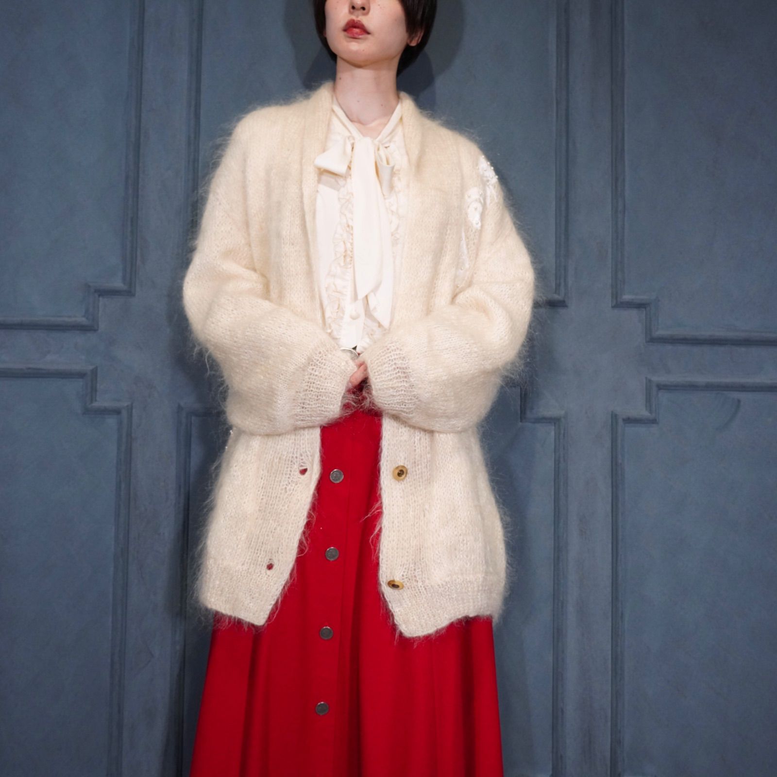 EU VINTAGE NAGPAL MOHAIR LIKE DESIGN MIX KNIT VEST ヨーロッパ古着モヘア風デザインミックスニットベスト