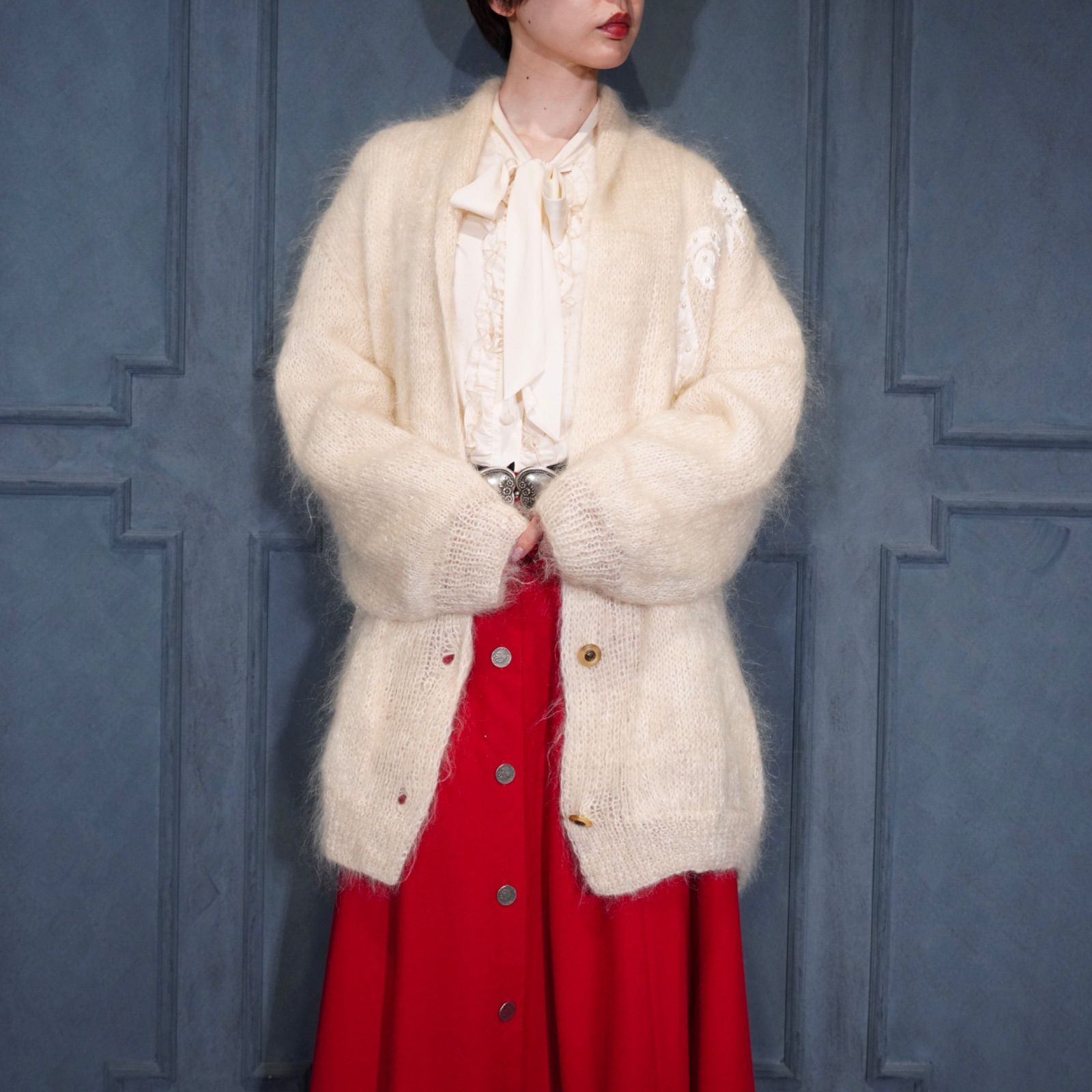 EU VINTAGE NAGPAL MOHAIR LIKE DESIGN MIX KNIT VEST ヨーロッパ古着モヘア風デザインミックスニットベスト