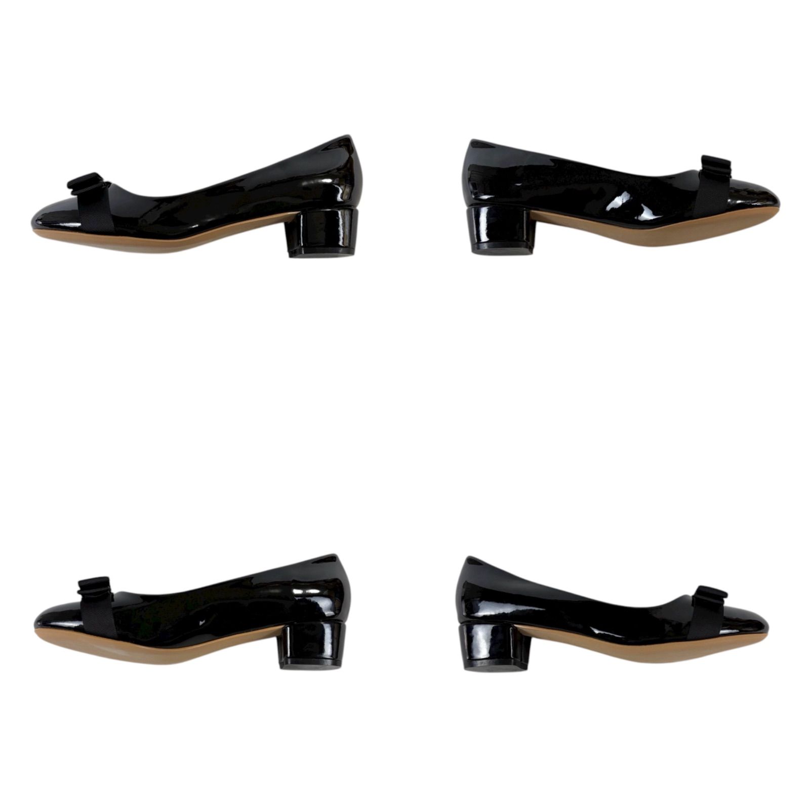  サルヴァトーレフェラガモ Salvatore Ferragamo ヴァラリボン パンプス パテントレザー ブラック 黒 24.5 cm ハイヒール パンプス パンプス