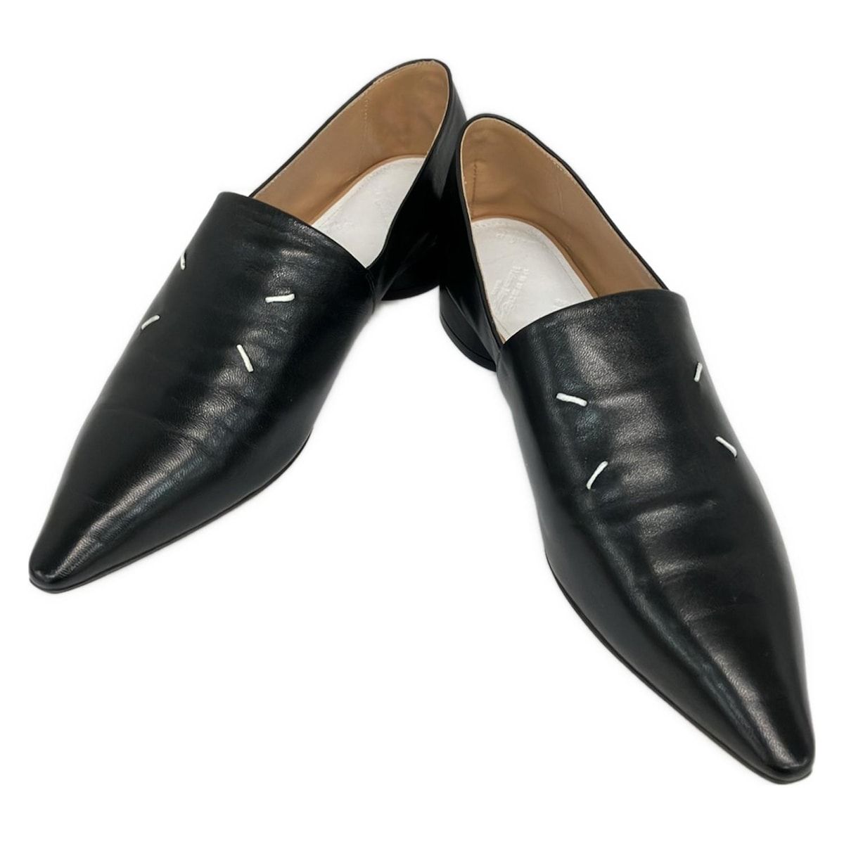 Maison Margiela メゾンマルジェラ ローファー 38 レディース - 黒 ステッチ|モカシン レザー