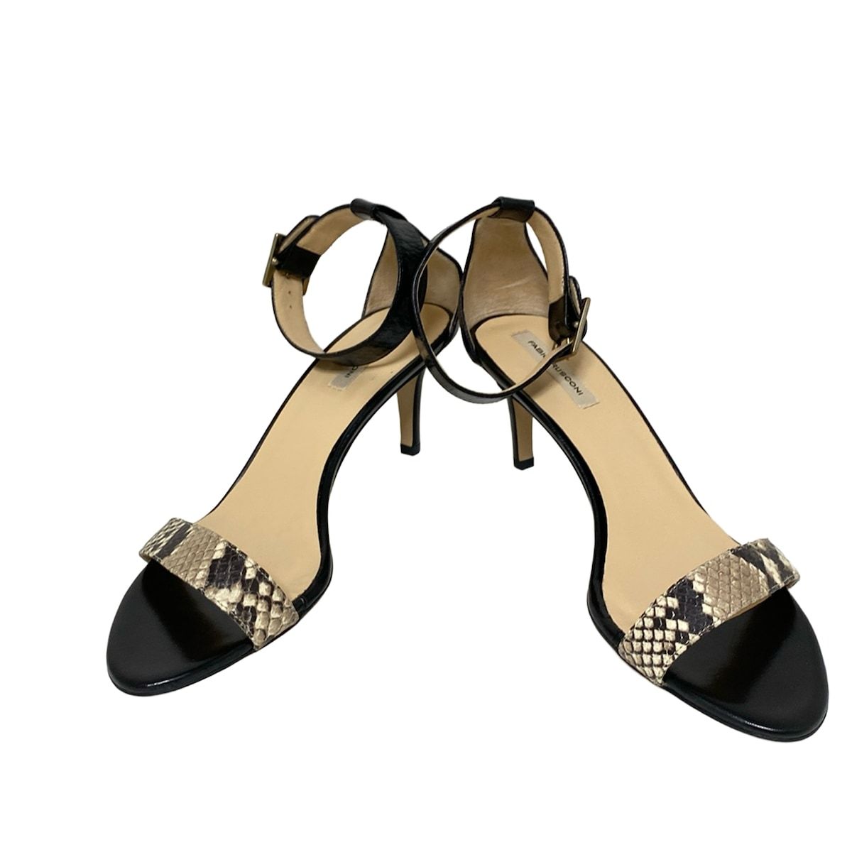 FABIO RUSCONI ファビオルスコーニ サンダル 38 レディース - 黒×マルチ レザー