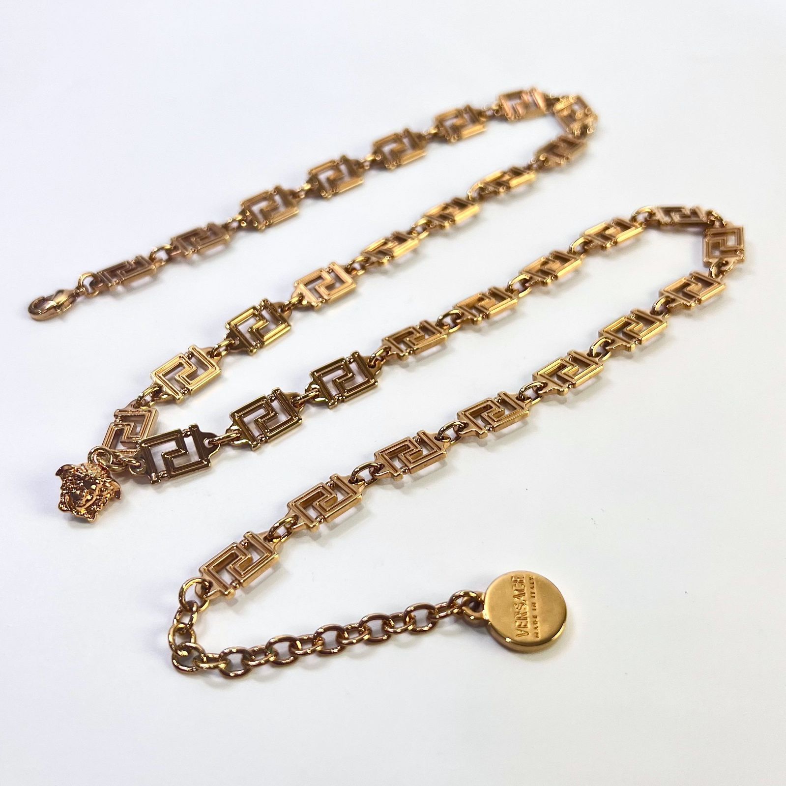 VERSACE ヴェルサーチ メドゥーサ チャーム グレカ ロング ネックレス 