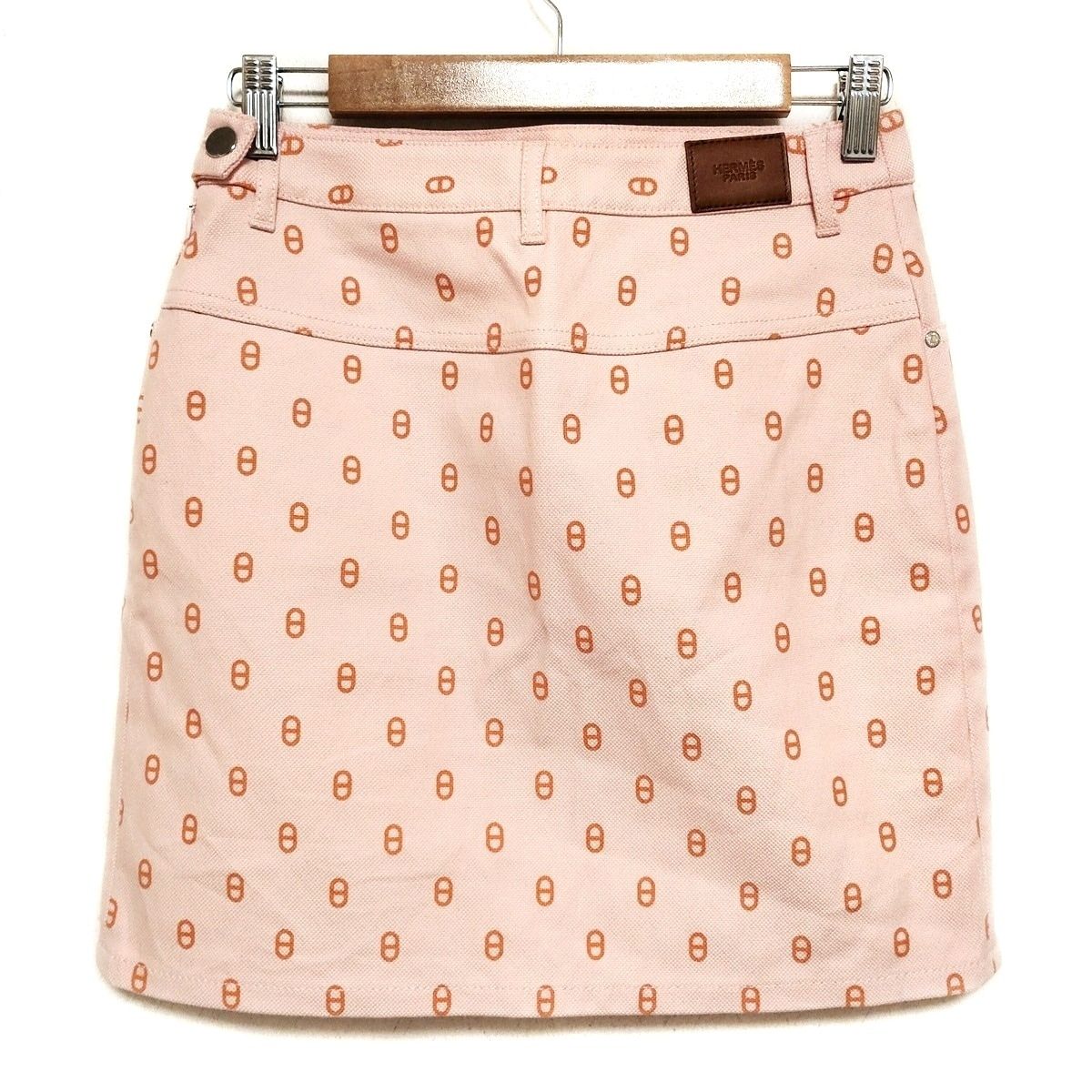 HERMES エルメス スカート サイズ36 S レディース - 3E0312D5 ライトピンク×オレンジ ひざ丈|シェーヌダンクル