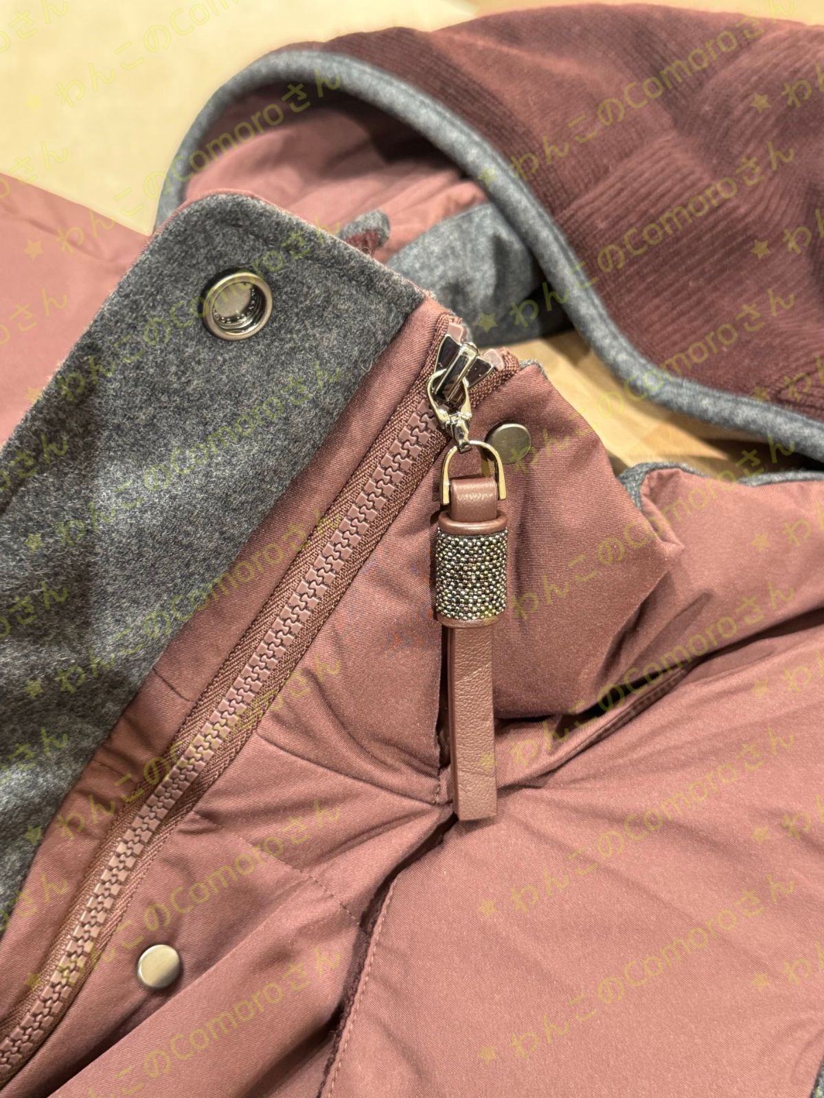 ワインレッドS～L 送料無料 ブルネロクチネリ レディース ダウンジャケット 取り外し フード付き カジュアル 防寒コート GULLKHAN_COM