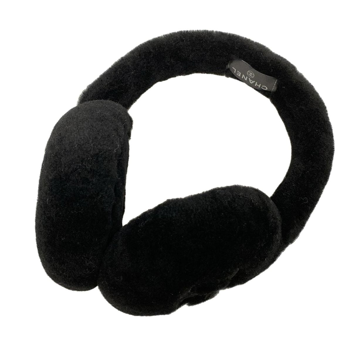 CHANEL シャネル 小物 - 黒 イヤーマフ|ココマーク ムートン