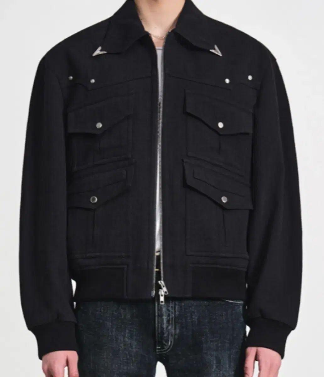 44 エルムード ポインター ヘリンボーン ウェスタン ブルゾン ジャケット